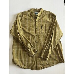 Columbia Men’s Button Down Shirt Yellow Plaid XXL Front Pocket